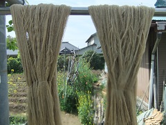 ヘナ染の紬糸